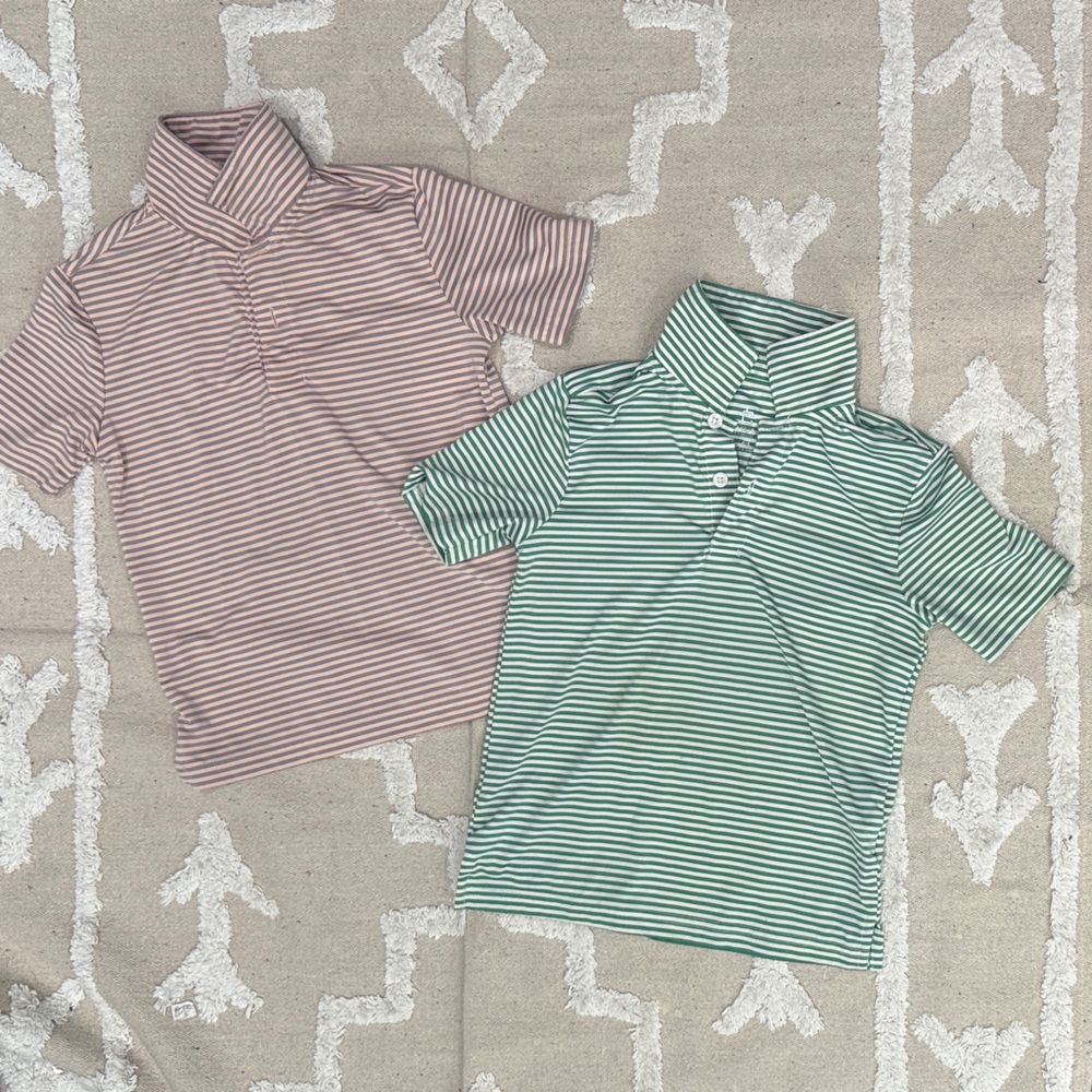 Striped Polo Shirts in Pink and Green dri fit size 4/5